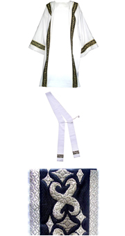 White dalmatic + deacon stole- black stripes